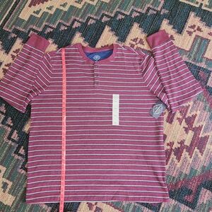 St. John's Bay Burgundy and Blue Henley Shirt